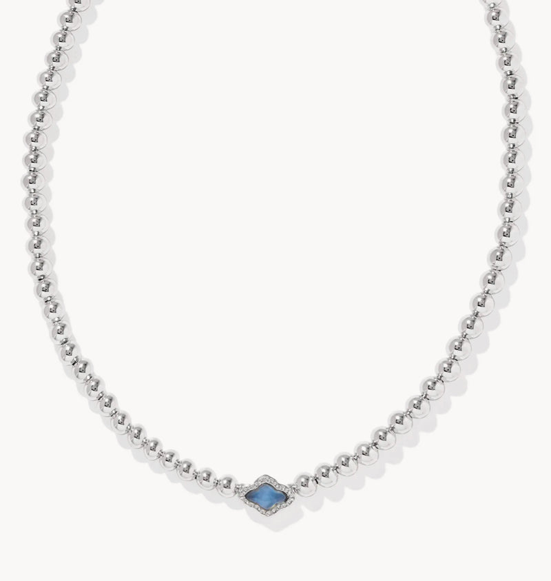 Kendra Scott Abbie beaded necklace rhod light blue