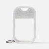 Clear phone case with glittery texture on a white background