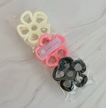 Anemone Flower Hair Claw Set of 3 - white, black & pink