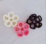 Anemone Flower Hair Claw Set of 3 - white, black & pink