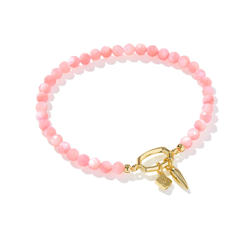 Kendra Scott Stretch Bracelet Gold Pink Chalcedony