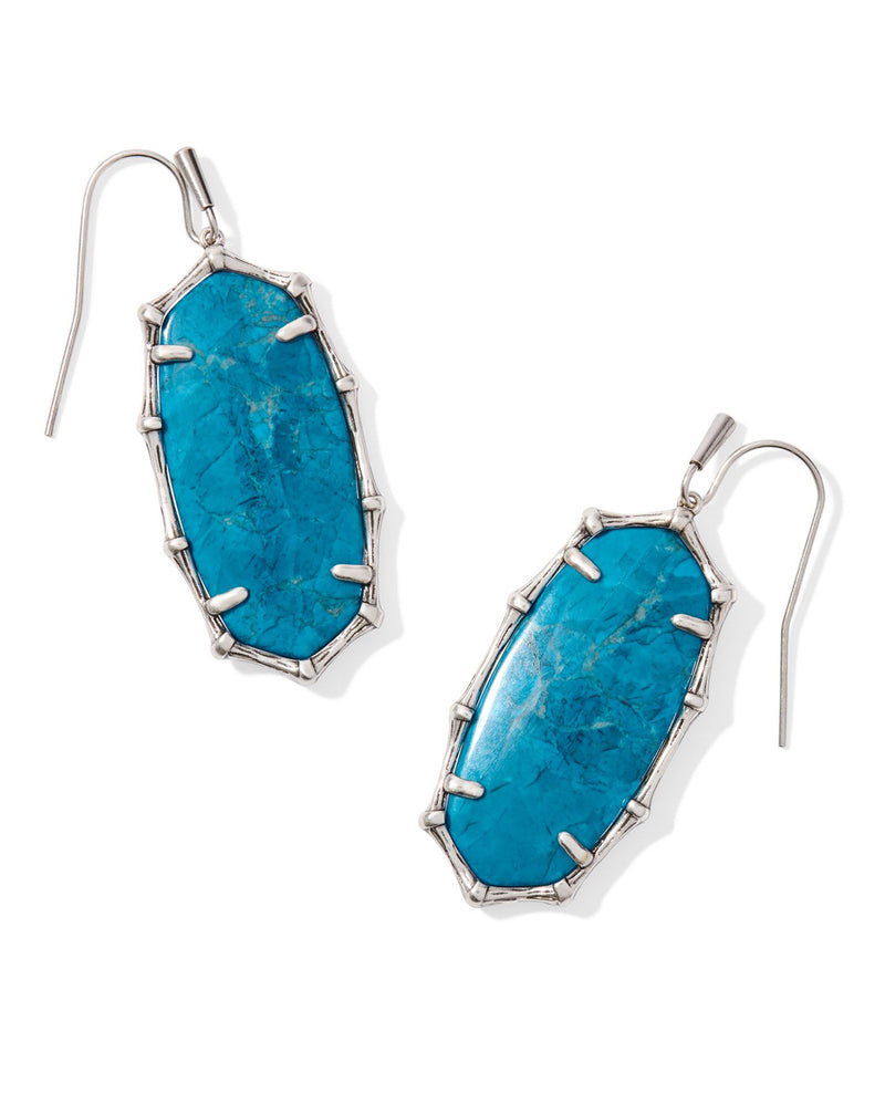 Elle Bamboo Frame Drop Earrings Silver Indigo