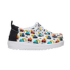 Black sneakers with studded details on a light gray background