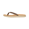 Beige sandal with a patterned strap on a white background