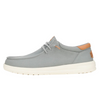 Gray casual shoe with brown accents on a white background