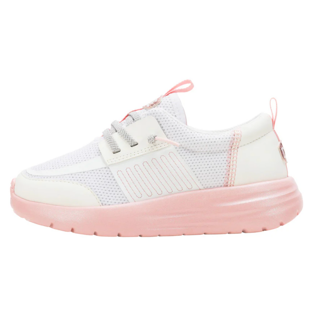 White and pink sneaker on a white background