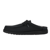 Black slip-on shoe on a white background