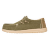 Green casual shoe with beige sole on a white background