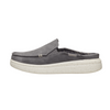 Gray slip-on shoe with white sole on a white background
