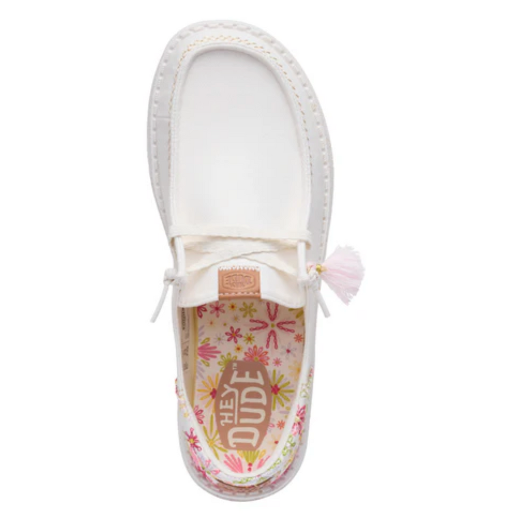 Hey Dude Wendy Funk Embroidered Floral Ivory Top
