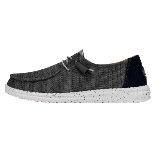 Black and gray sneaker with white sole on a white background