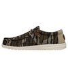 Camouflage-patterned shoes on a white background