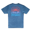 Blue t-shirt with 'Howler Brothers' logo on a beige background