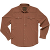 Brown shirt with a brand label on a white background