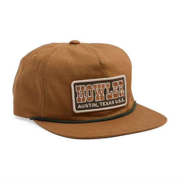 Brown cap with 'Howler' logo on a white background