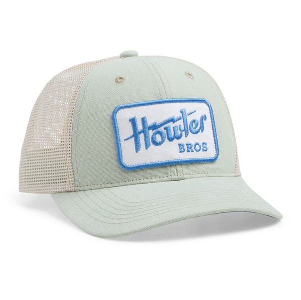 Light gray cap with blue and white 'Howler Bros' logo on a white background
