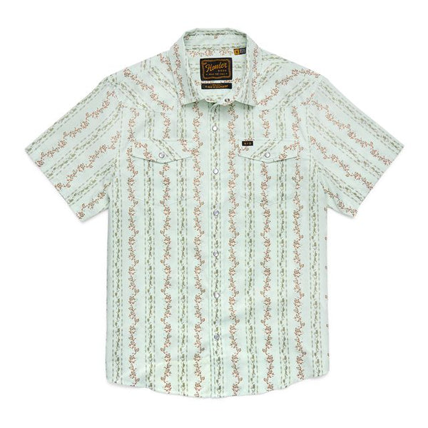 Short-sleeve shirt with a subtle pattern on a white background