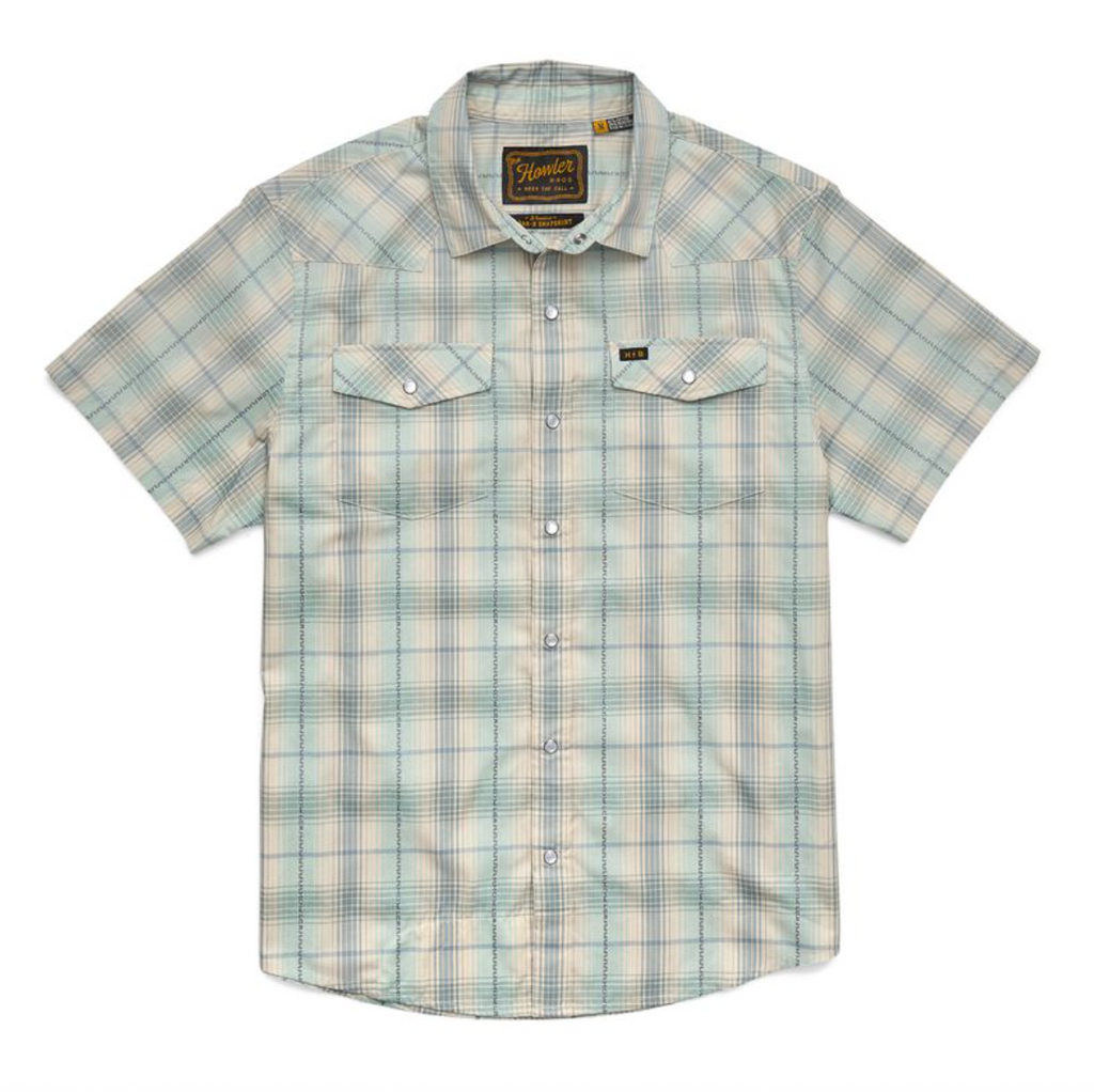 Plaid short-sleeve shirt on a white background