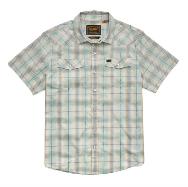 Plaid short-sleeve shirt on a white background