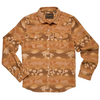Brown patterned shirt on a white background