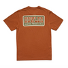 Brown t-shirt with 'Howler' logo on the back against a white background