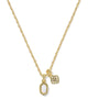 Gold necklace with two pendants on a white background