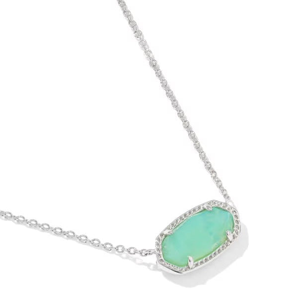 Necklace with a green pendant on a white background