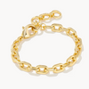 Gold chain bracelet on a white background
