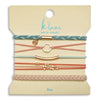 Set of hair ties and bracelets on a 'klari' branded card