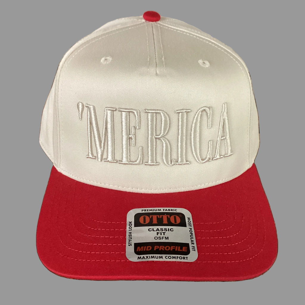 Cap with 'MERICA' text and Otto label on a gray background