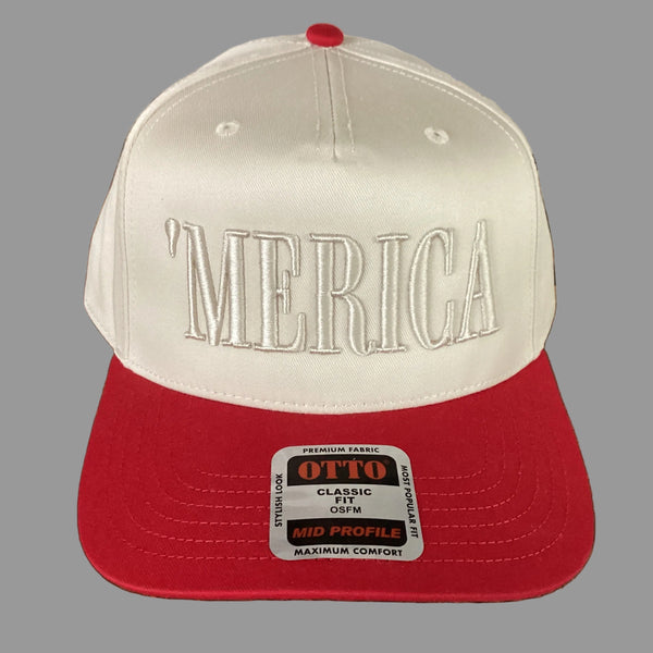 Cap with 'MERICA' text and Otto label on a gray background