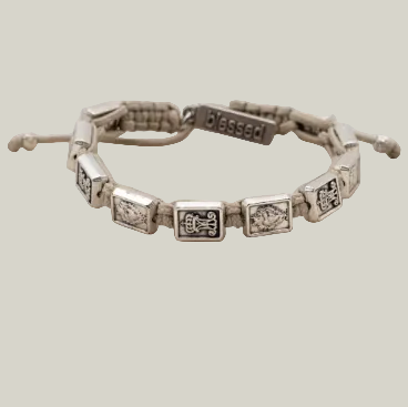 Tan cord bracelet with square charms