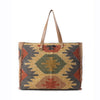 Tote bag with geometric pattern on a white background