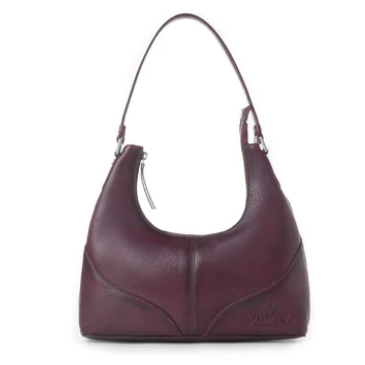 Purple handbag on a white background
