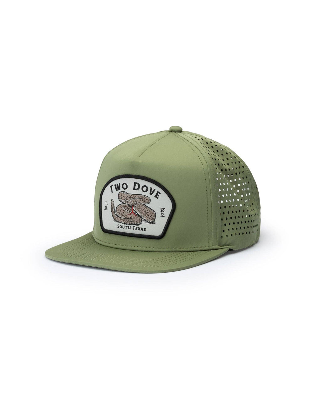 Green mesh cap with a patch on a white background