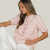 Woman in a pink blouse and 