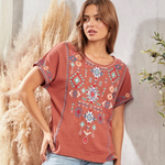 Aztec Embroidered Top