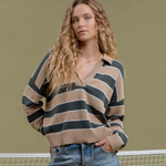 Lightweight Striped Polo Sweater