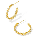 Nydia Gold Hoop Earrings in White Crystal