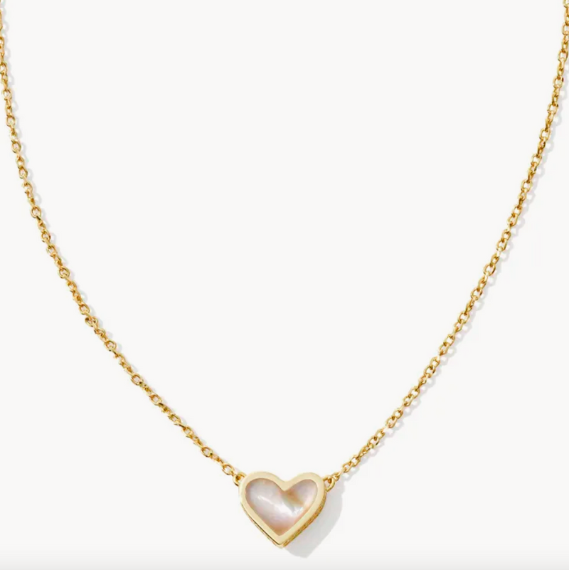 Framed Ari Heart Pendant Necklace - Gold Iridescent Abalone