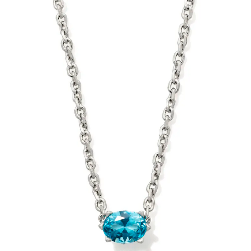 Cailin Silver Pendant Necklace in Aqua Crystal