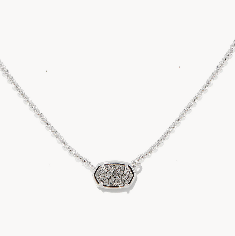 Emilie Silver Short Pendant Necklace in Platinum Drusy