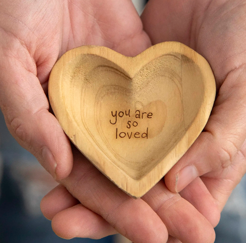 Wooden Heart Trinket Jewelry Dish