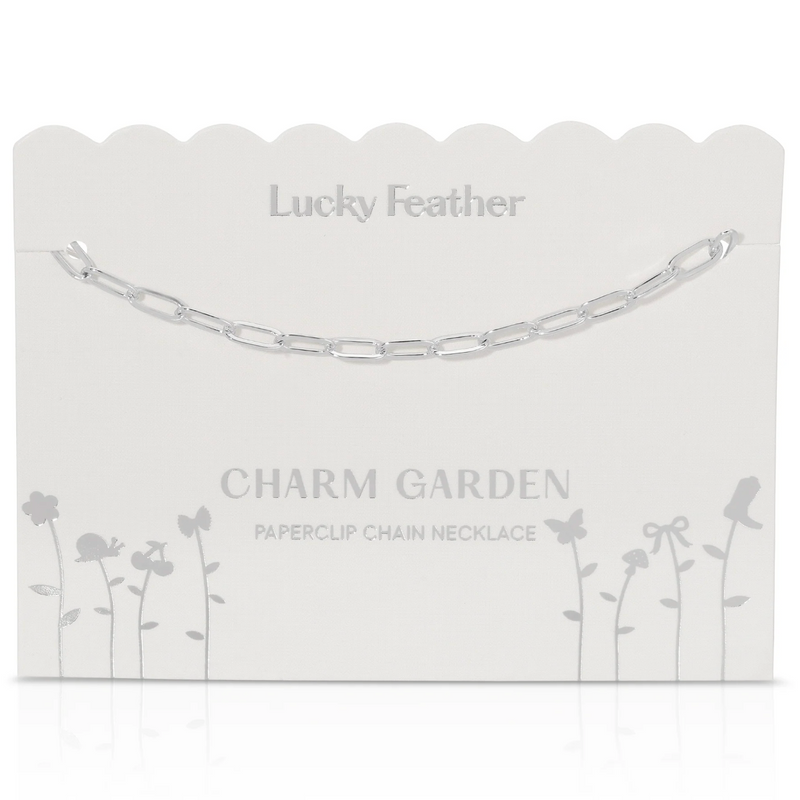 Lucky Feather Paperclip Chain Necklace