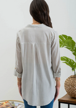Olive Striped Lightweight Woven Top