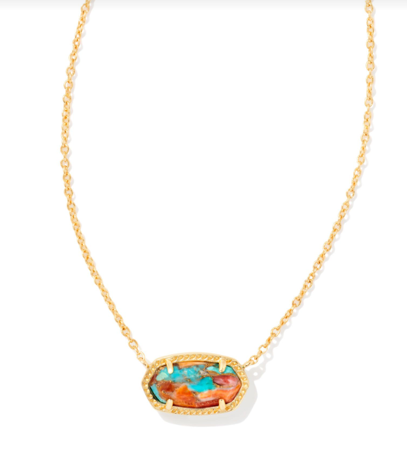Kendra Scott Elisa Gold Bronze Veined Turquoise Red Oyster