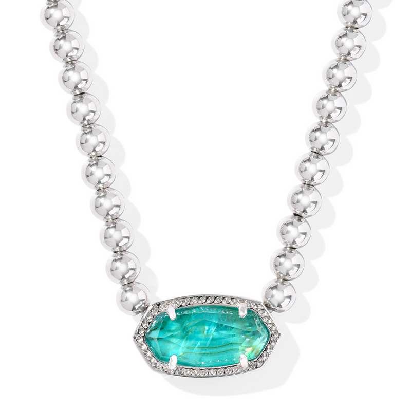 Kendra Scott Elisa Beaded Necklace - Silver Bright Aqua Illusion