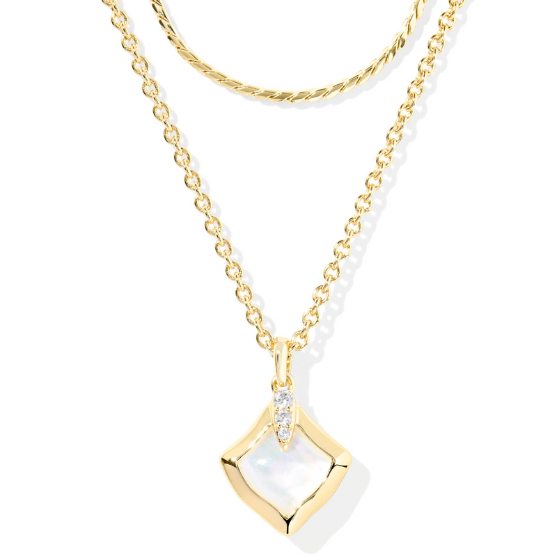 Joelle Multi Strand Necklace - Gold and Ivory Mother of Pearl