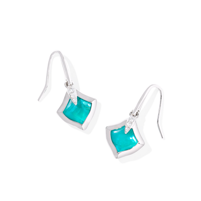 Kendra Scott Joelle Small Drop Earring - Silver Bright Aqua Illusion