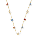 Sierra Star Crystal Strand Necklace - Red, White & Blue